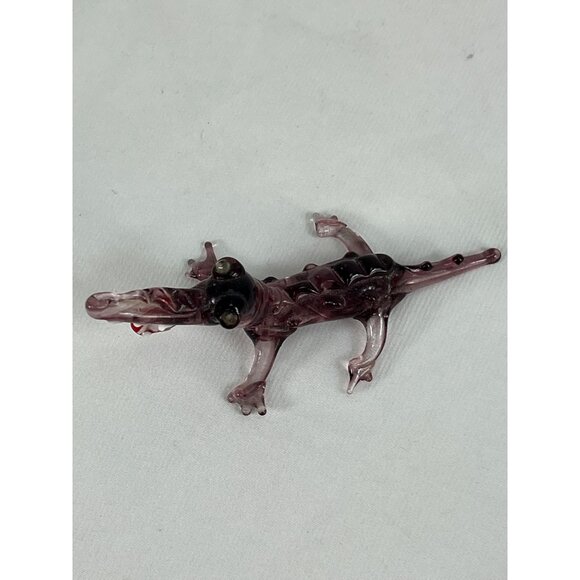 Purple Art Glass Alligator Figurine Hand blown - Picture 5 of 5